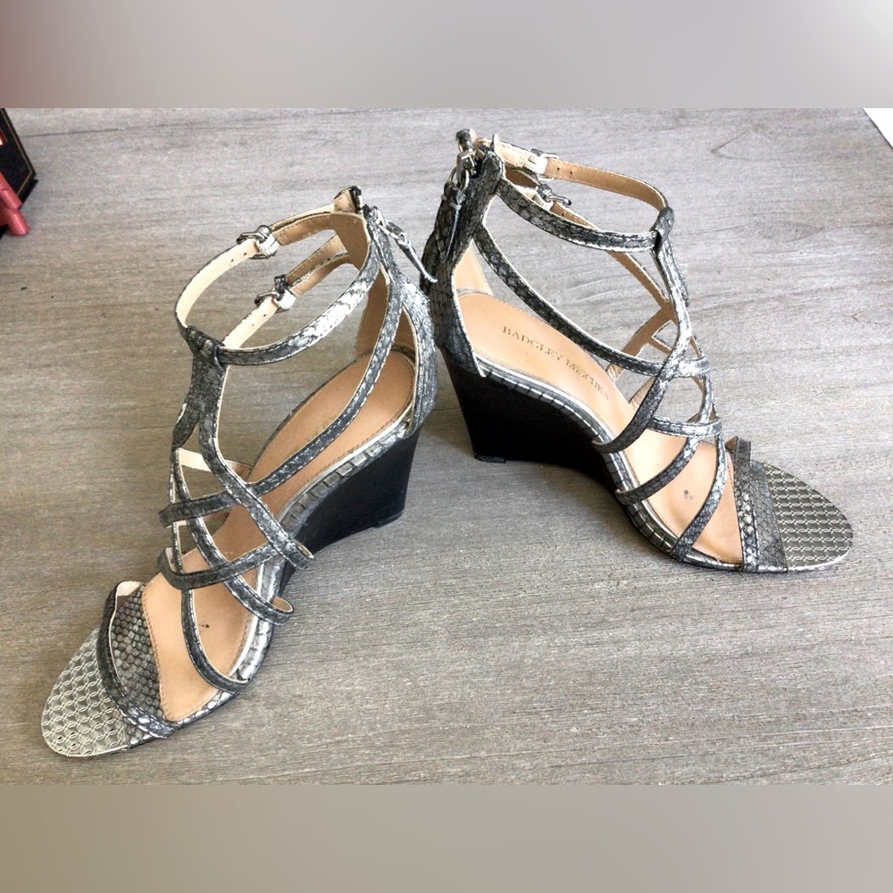 Wedge strappy sandals.